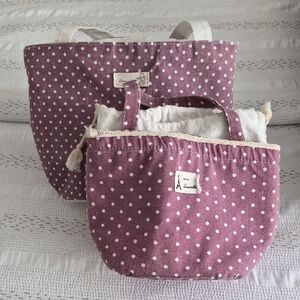 Polka Dot Purple Tote/Lunch Bag
